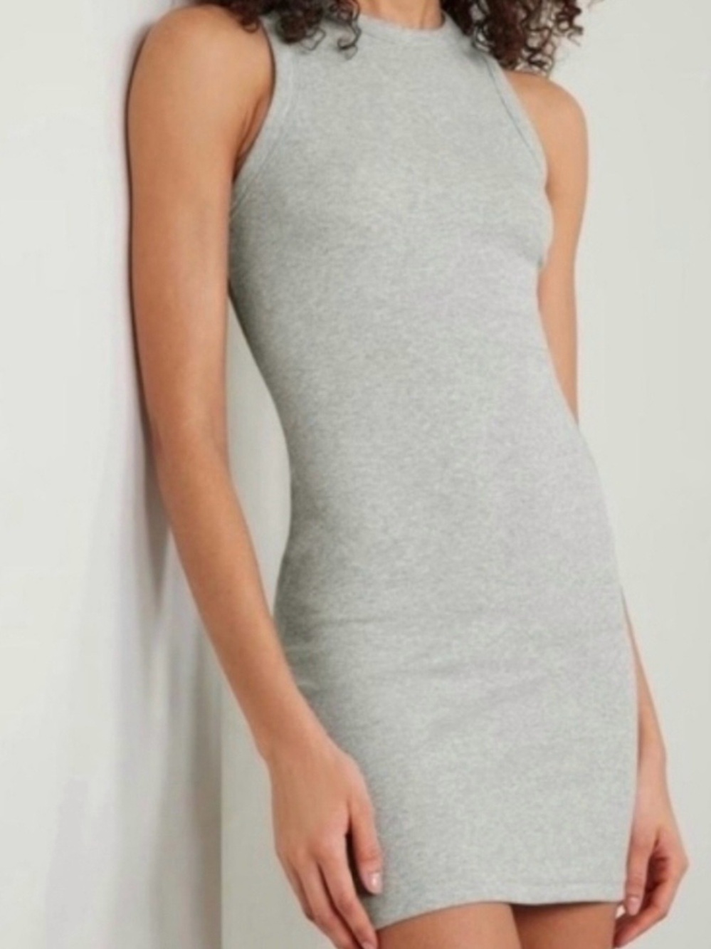 SKIMS Sleeveless Ribbed Bodycon Mini Dress in Gray